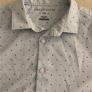 Perry Ellis Sky Blue Men's Shirt with Navy Accents
